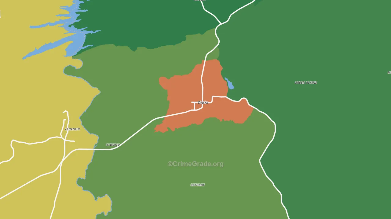Dierks, AR Map of Theft Rates