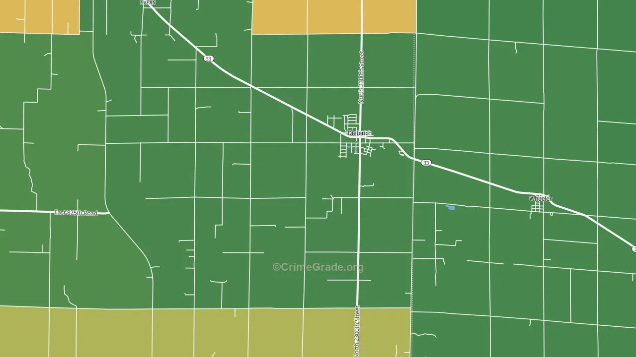 Dieterich, IL Map of Theft Rates