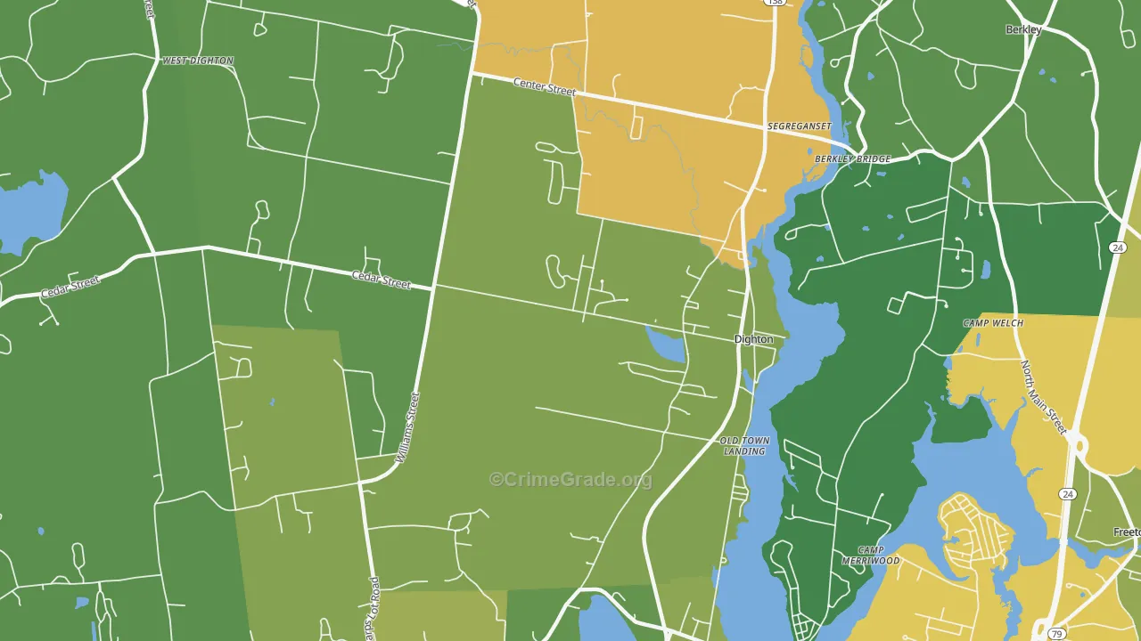 Dighton, MA Map of Theft Rates