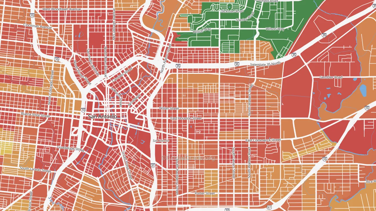 Dignowity Hill, San Antonio, TX Map of Theft Rates