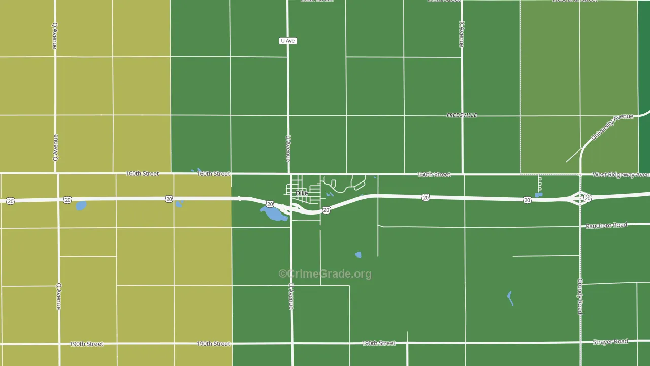 Dike, IA Map of Theft Rates