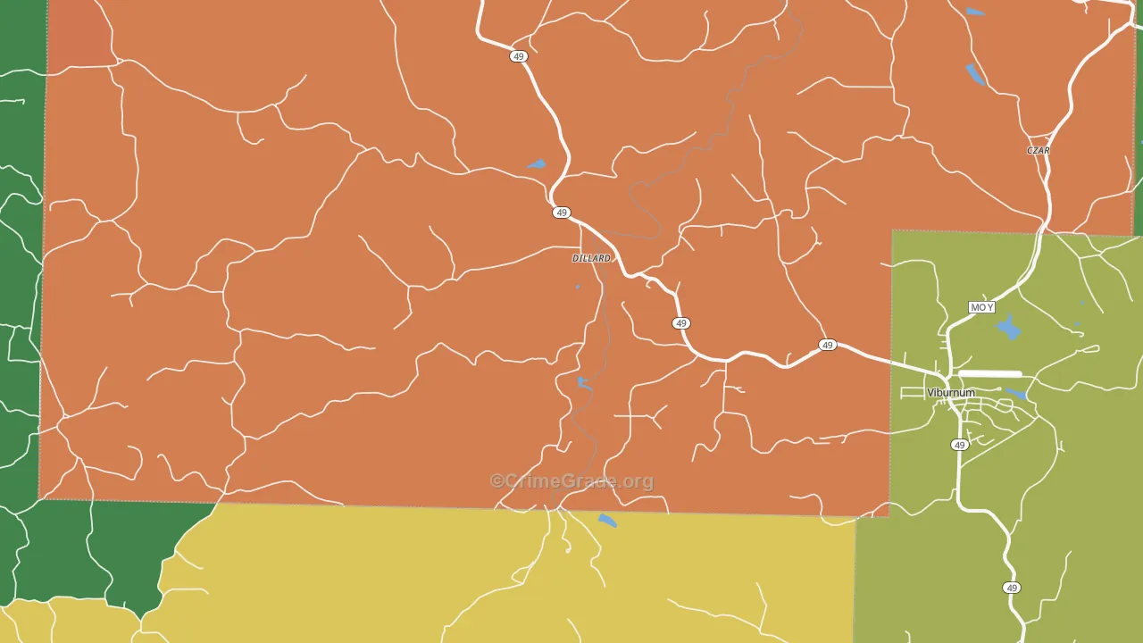 Dillard, MO Map of Theft Rates