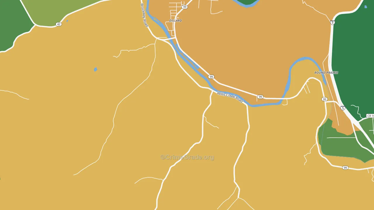 Dillard, OR Map of Theft Rates