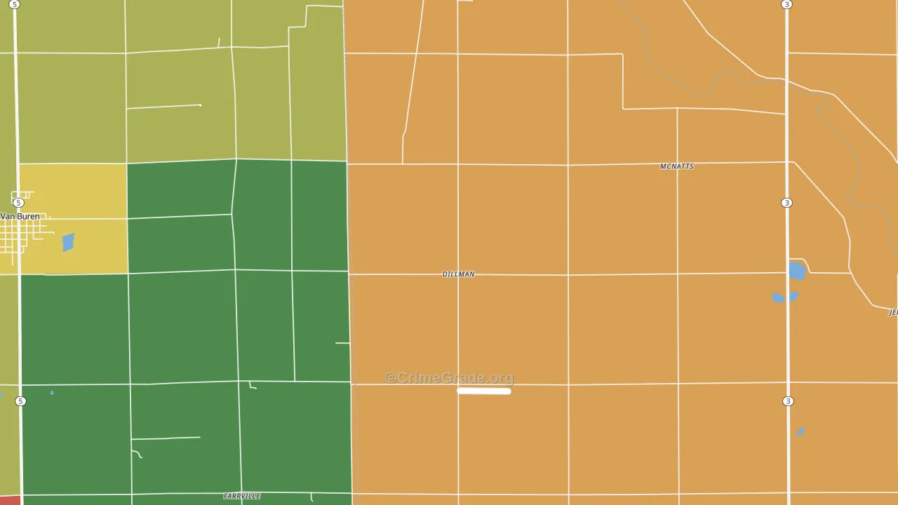 Dillman, IN Map of Theft Rates