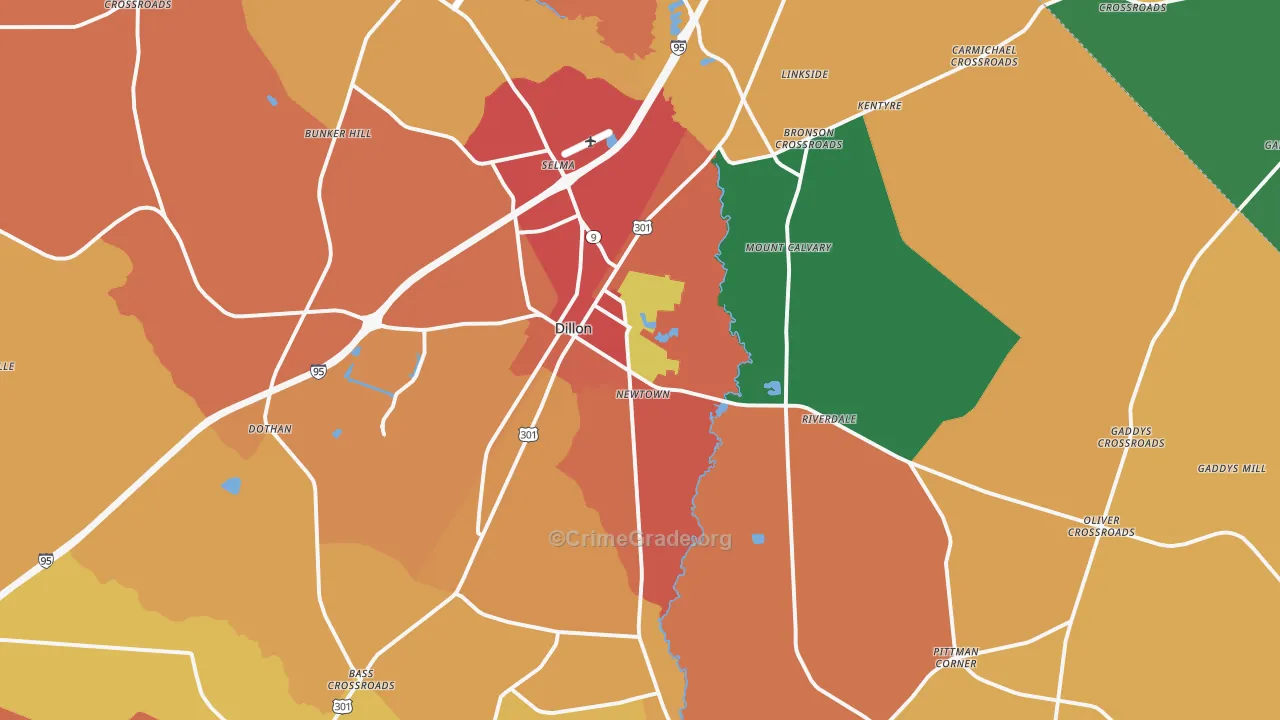 Dillon, SC Map of Theft Rates