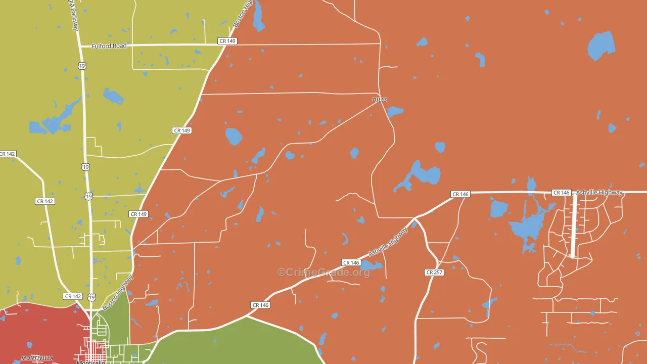 Dills, FL Map of Theft Rates
