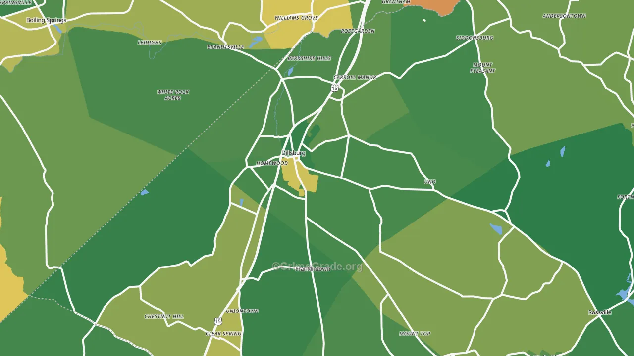 Dillsburg, PA Map of Theft Rates
