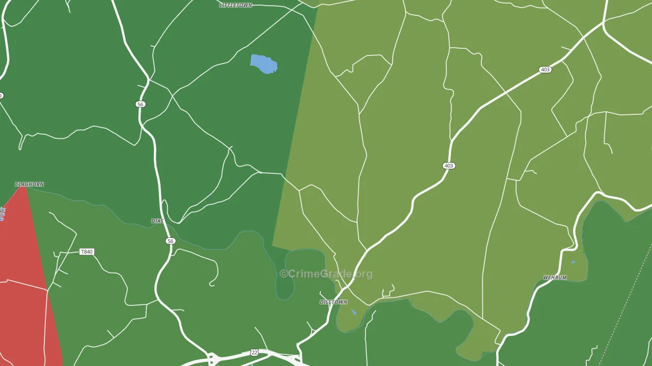 Dilltown, PA Map of Theft Rates