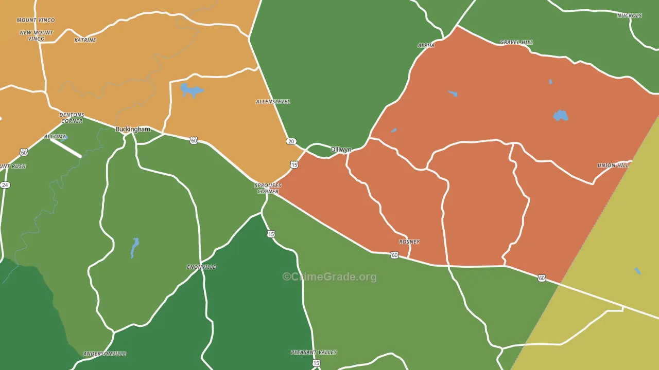 Dillwyn, VA Map of Theft Rates