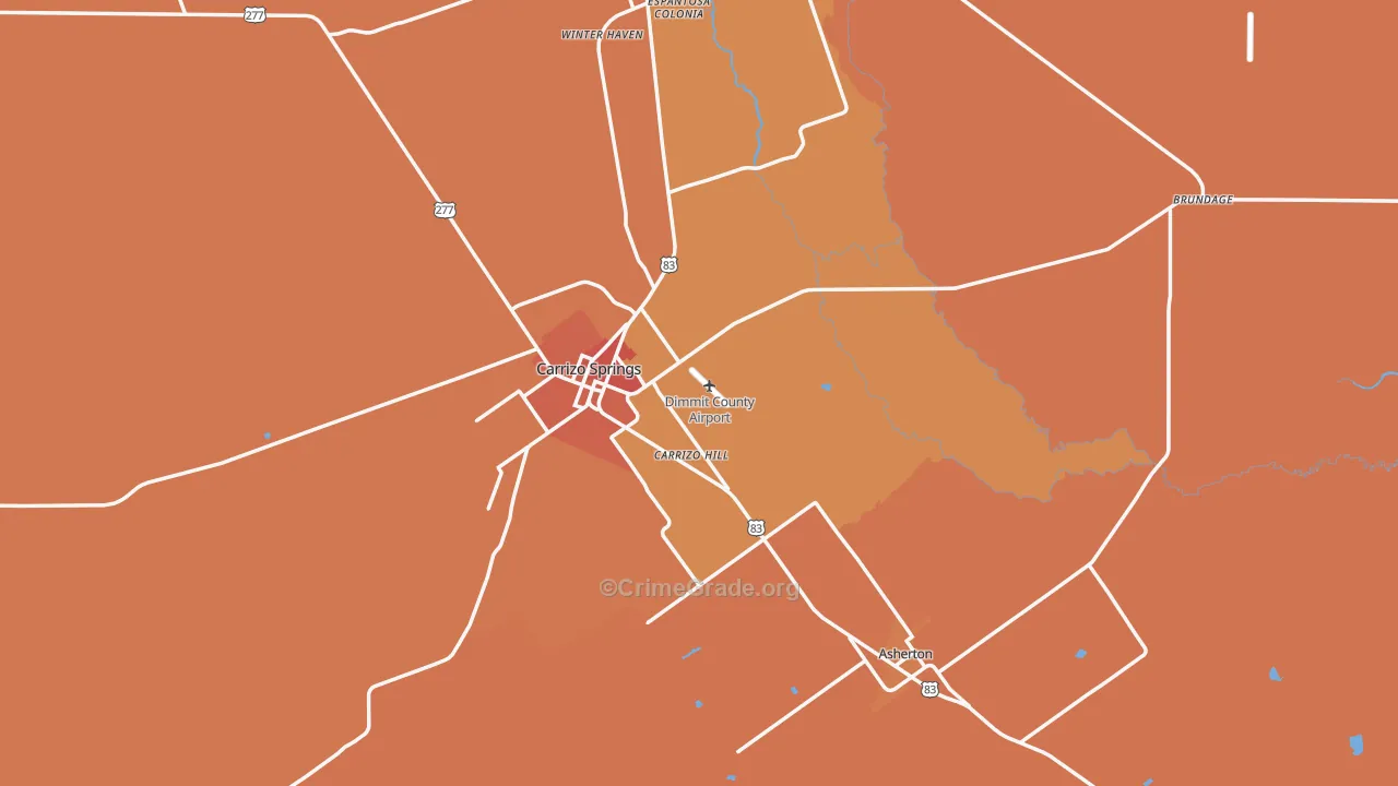 Dimmit County, TX Map of Theft Rates