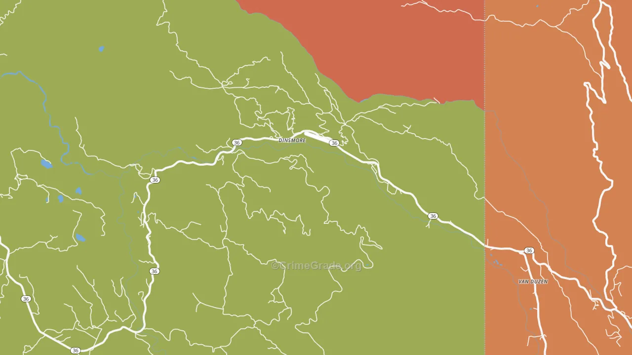 Dinsmore, CA Map of Theft Rates