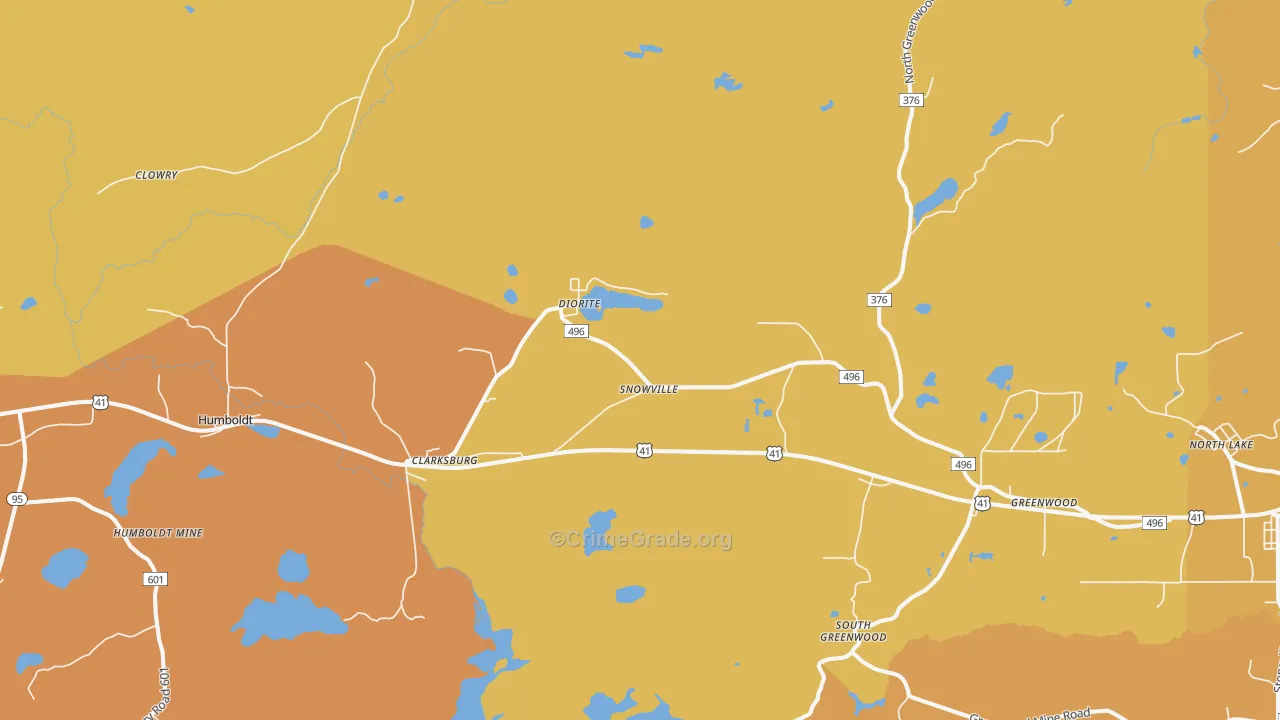 Diorite, MI Map of Theft Rates