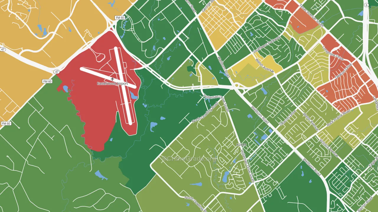 Disaster City, College Station, TX Map of Theft Rates
