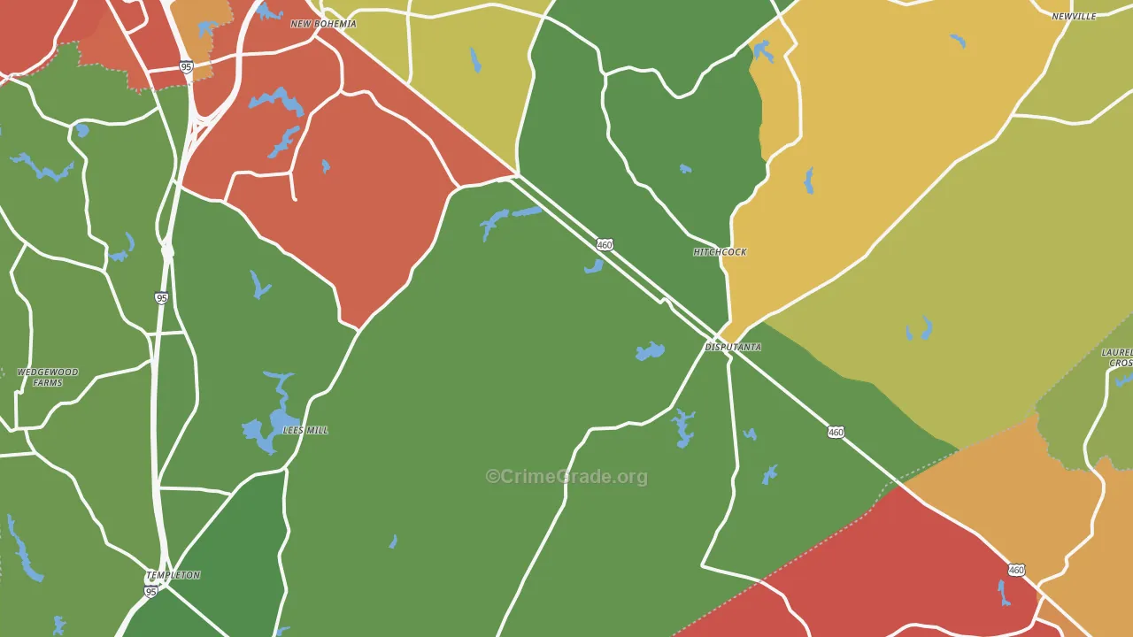 Disputanta, VA Map of Theft Rates