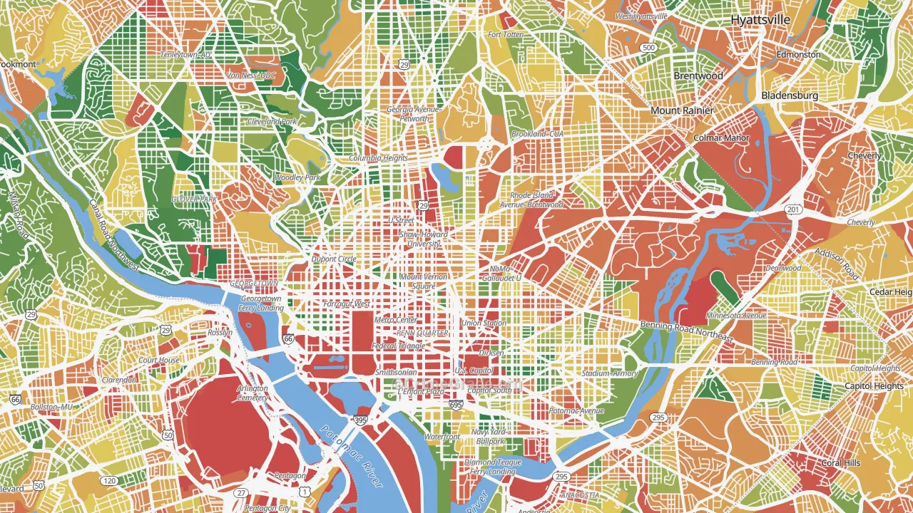 District of Columbia Map of Theft Rates