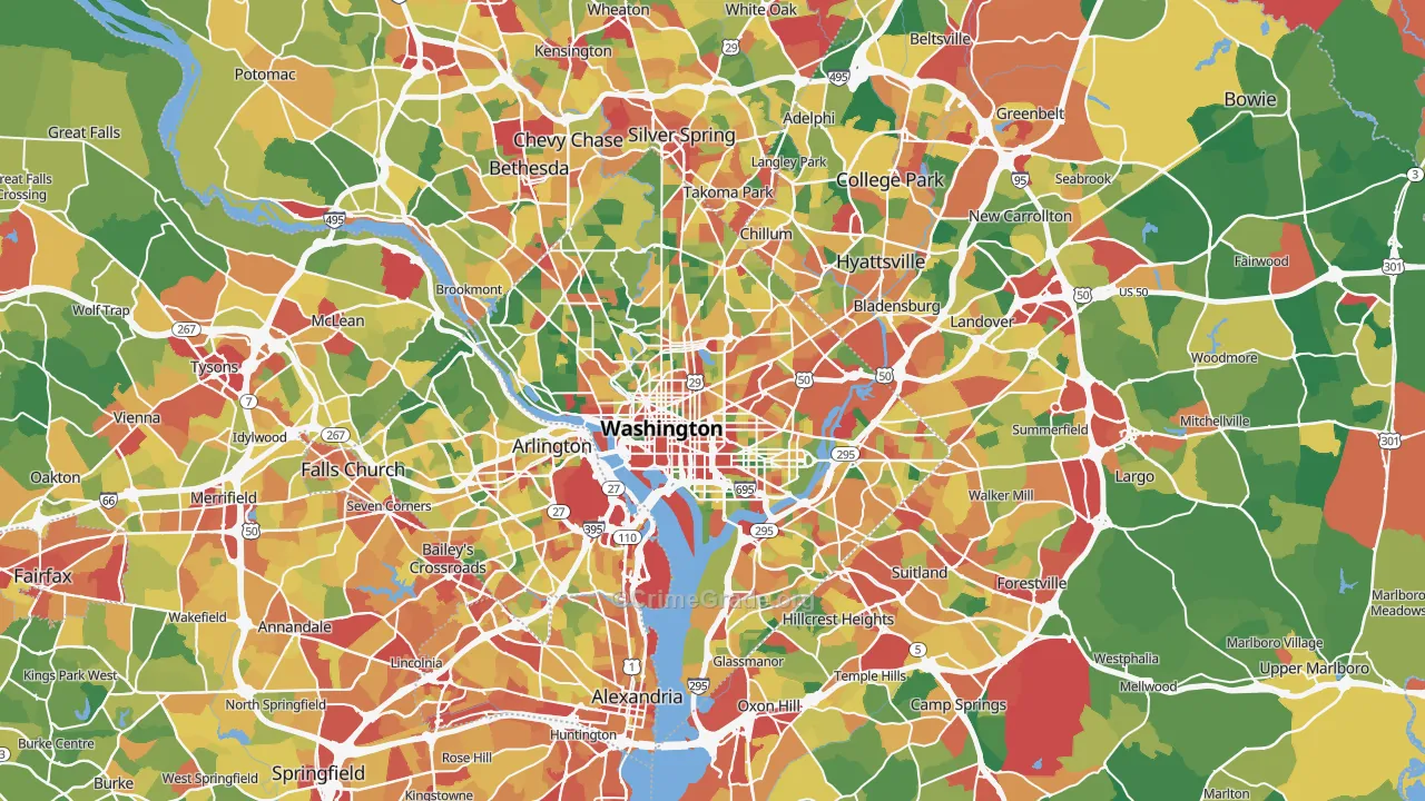District of Columbia Map of Theft Rates