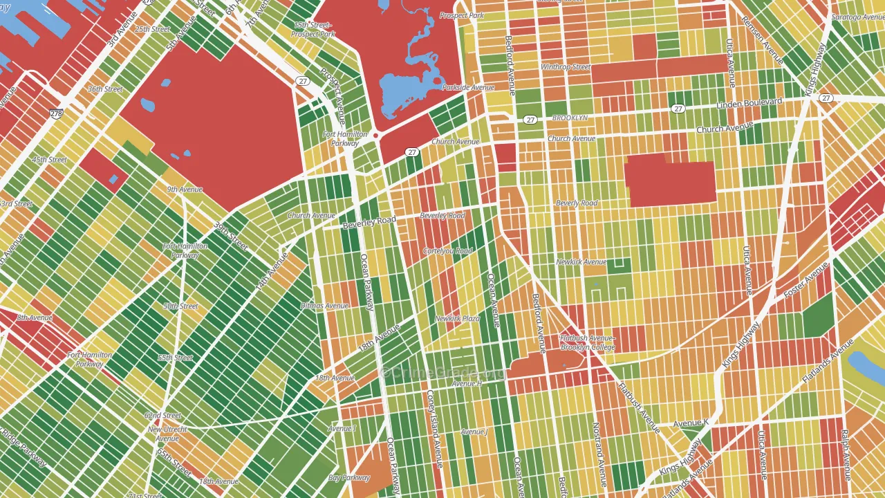 Ditmas Park, Brooklyn, NY Map of Theft Rates