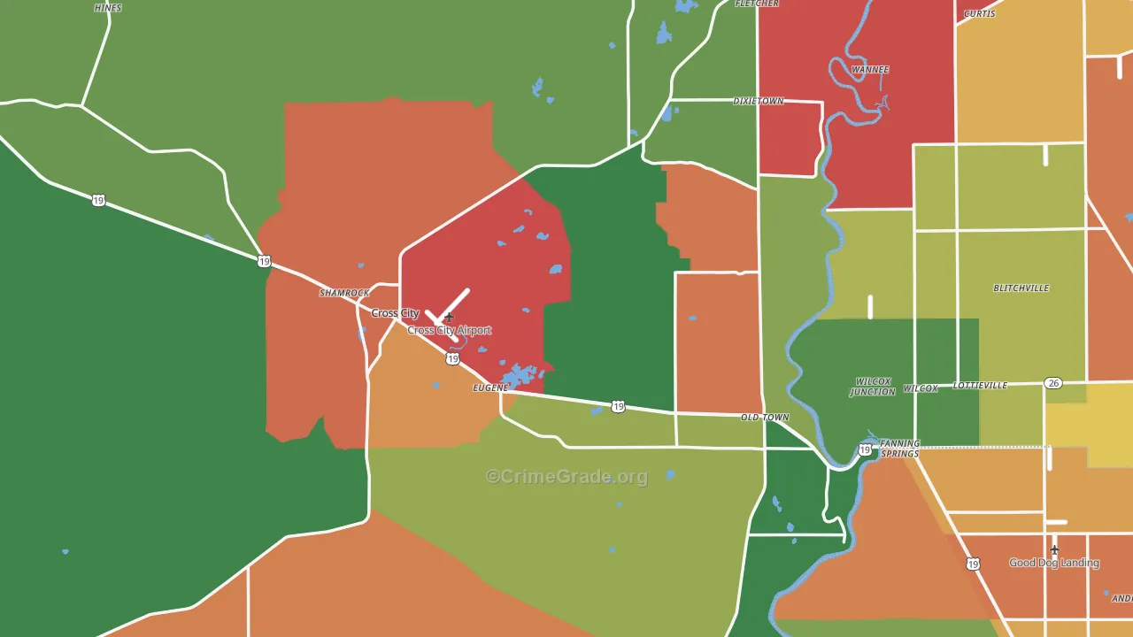 Dixie County, FL Map of Theft Rates