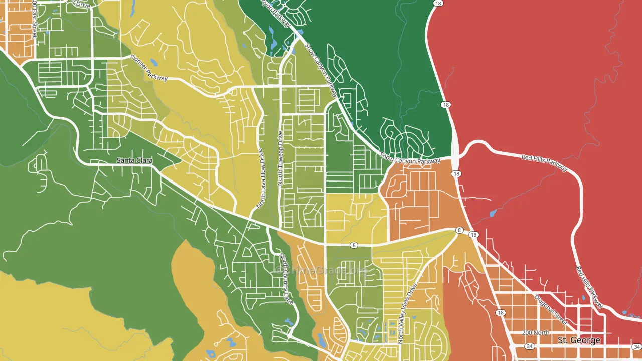 Dixie Downs, St. George, UT Map of Theft Rates