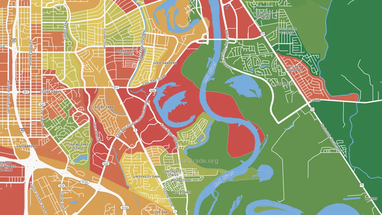 Dixie Gardens, LA Map of Theft Rates