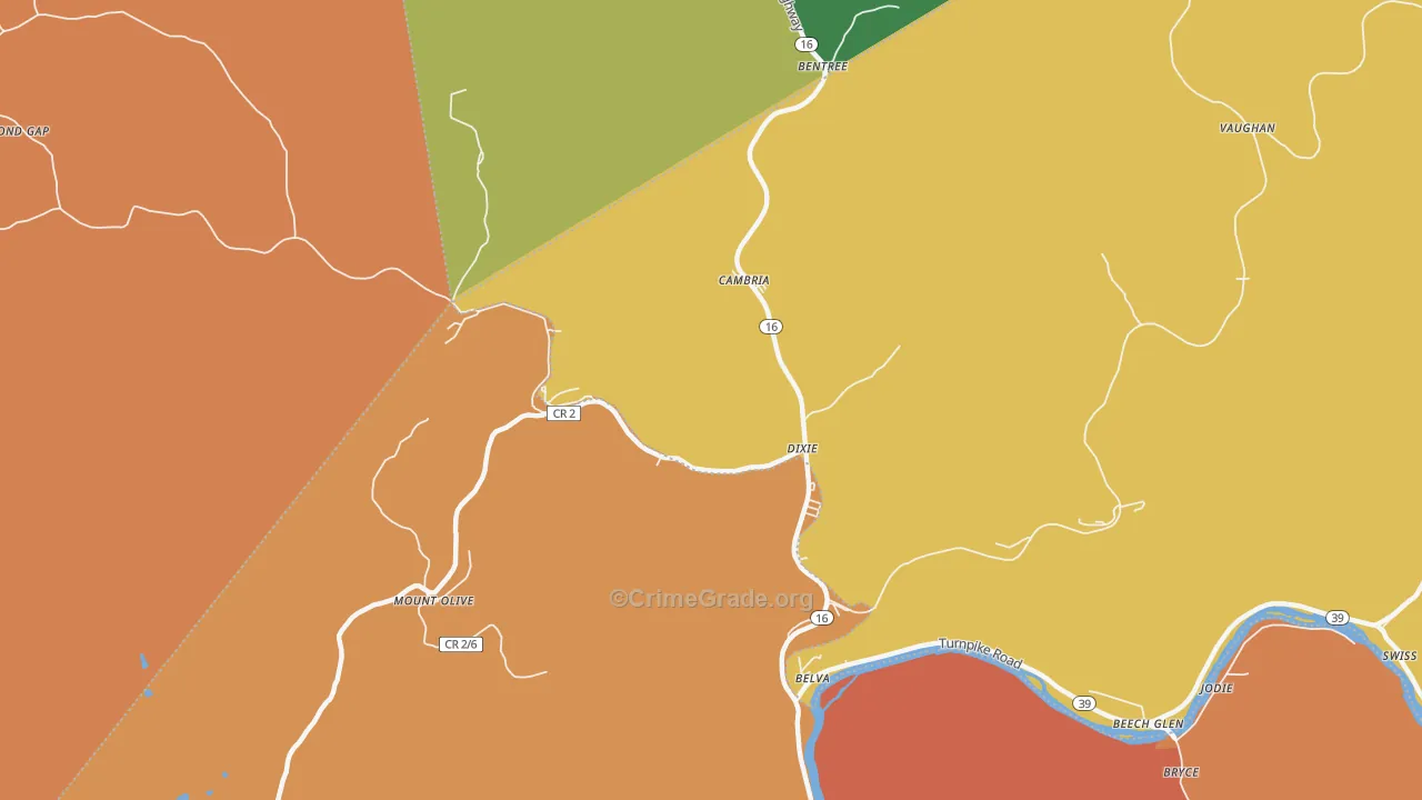 Dixie, WV Map of Theft Rates