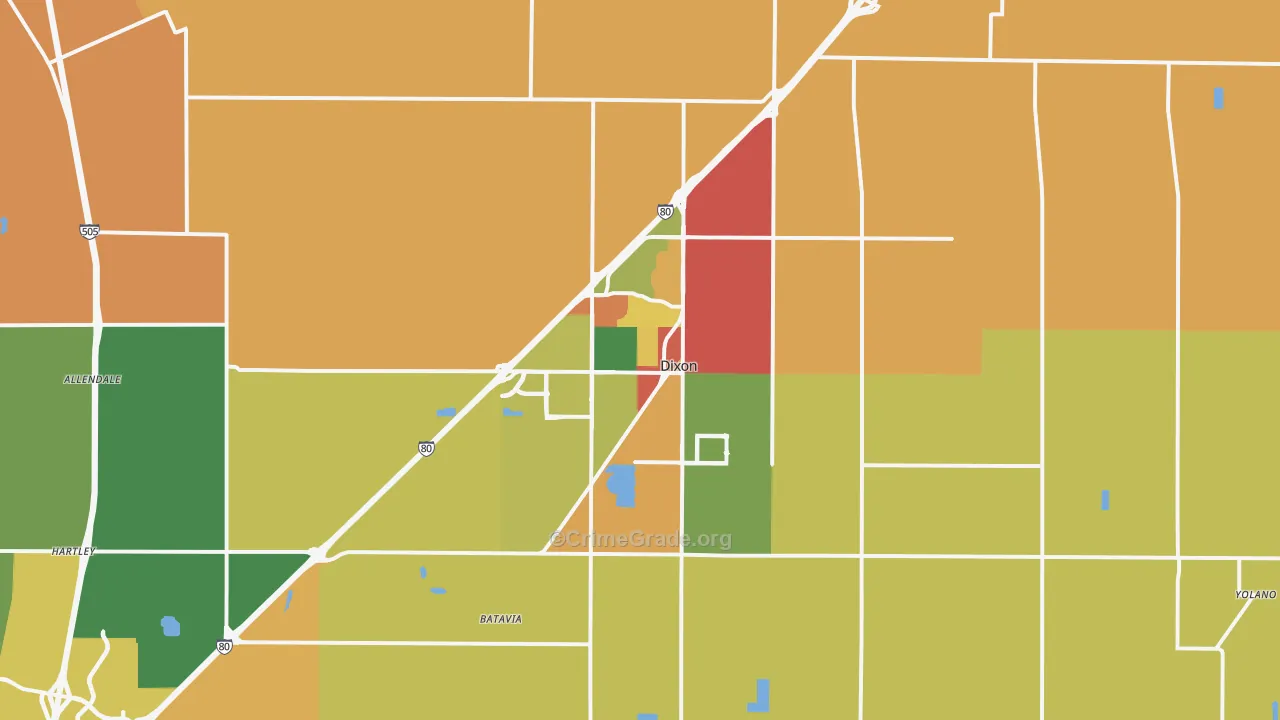 Dixon, CA Map of Theft Rates