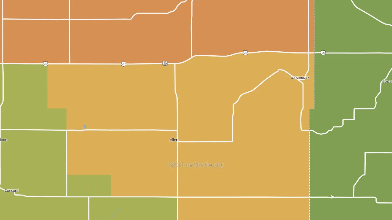 Dixon County, NE Map of Theft Rates