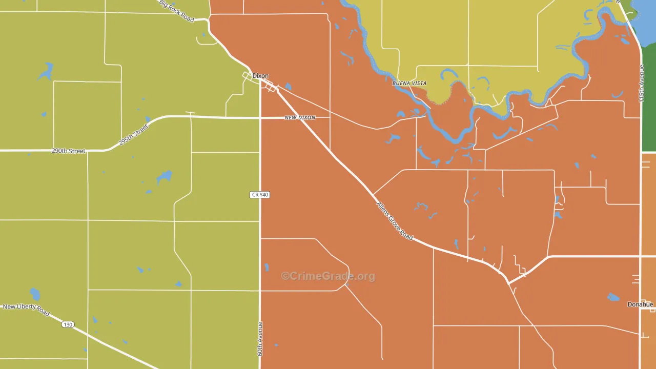 Dixon, IA Map of Theft Rates