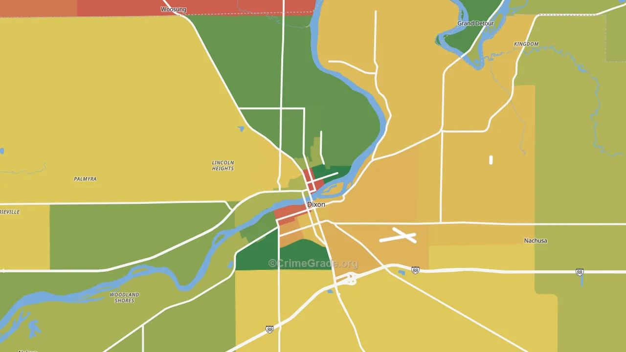 Dixon, IL Map of Theft Rates