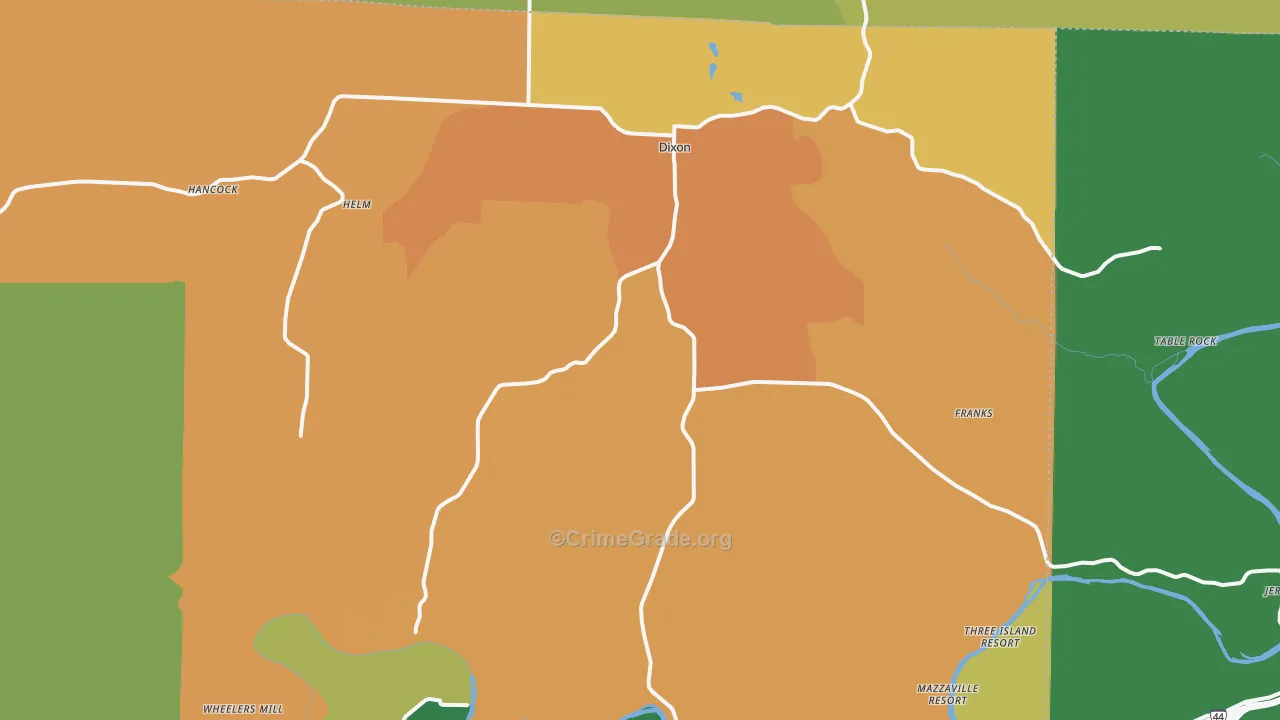 Dixon, MO Map of Theft Rates
