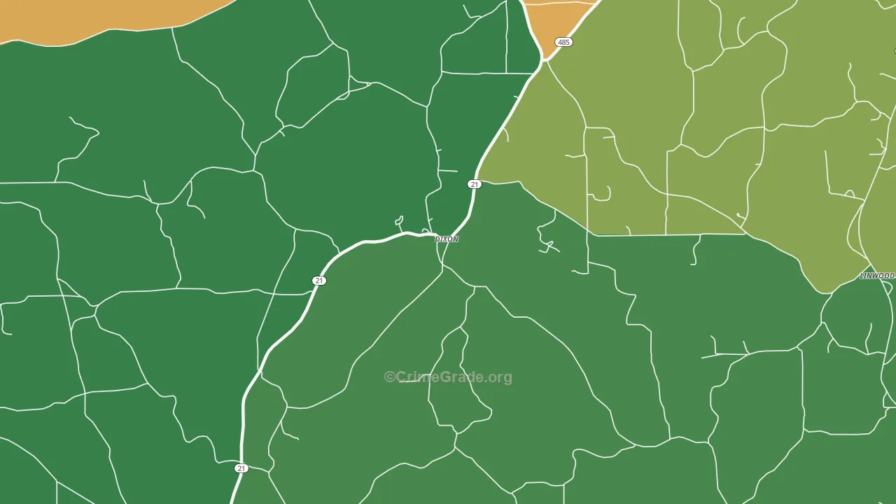 Dixon, MS Map of Theft Rates