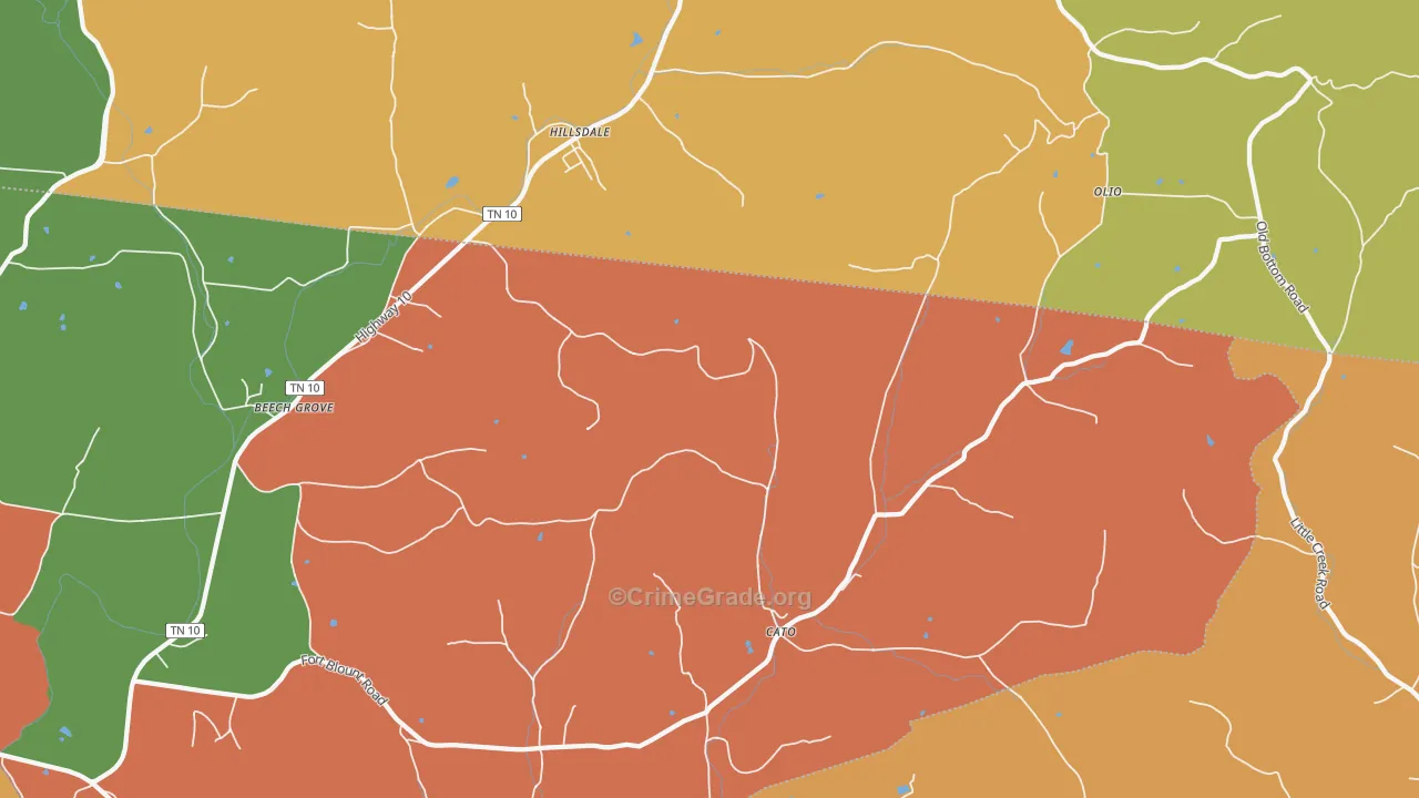Dixon Springs, TN Map of Theft Rates