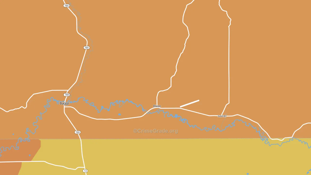 Dixon, WY Map of Theft Rates