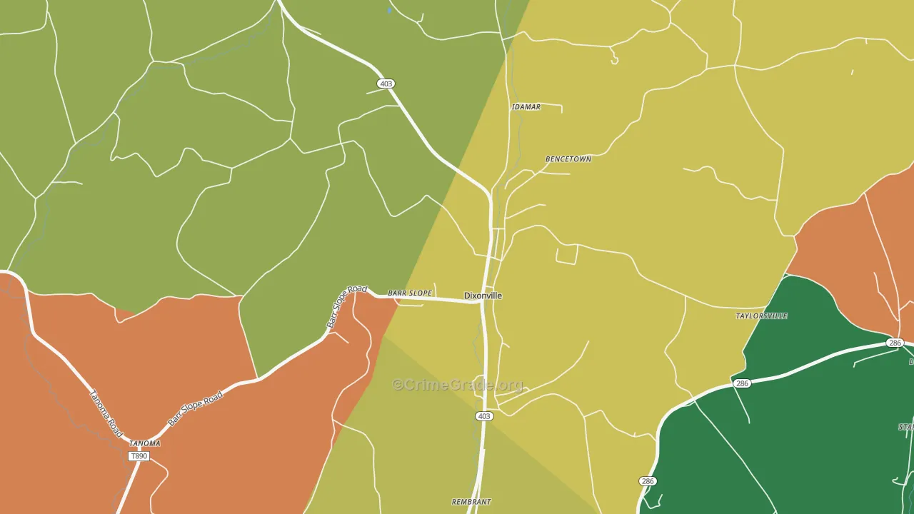 Dixonville, PA Map of Theft Rates
