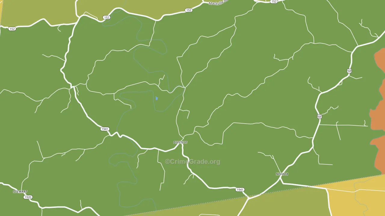 Dixville, KY Map of Theft Rates