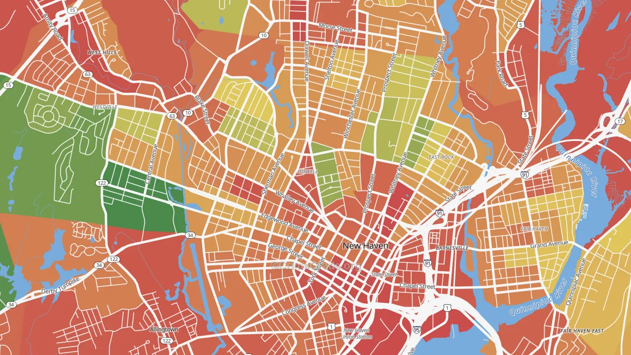 Dixwell, New Haven, CT Map of Theft Rates