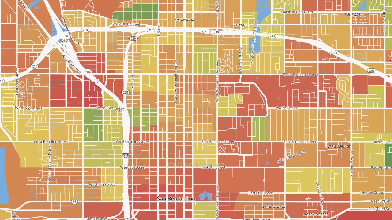 DMV, San Bernardino, CA Map of Theft Rates