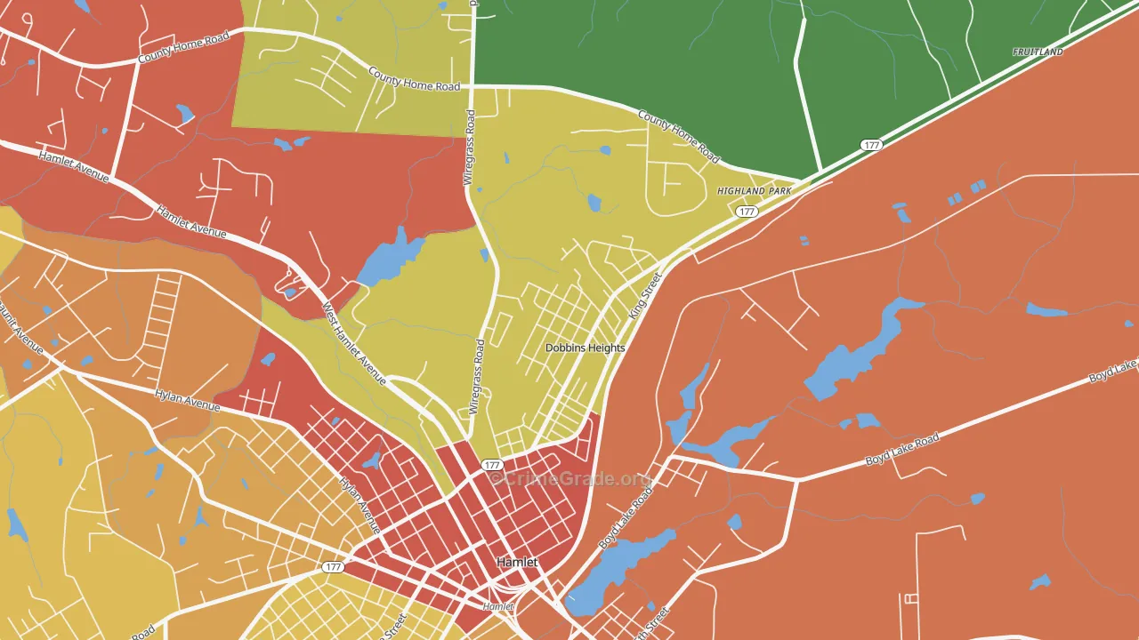 Dobbins Heights, NC Map of Theft Rates