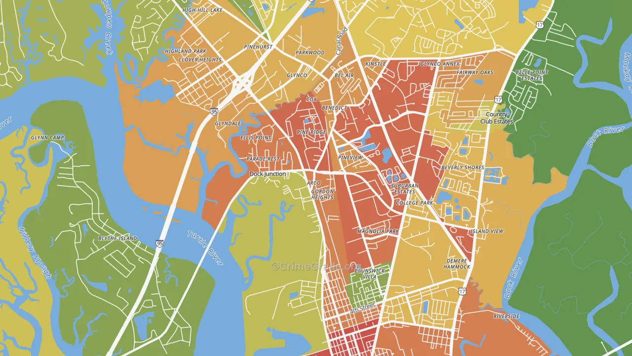 Dock Junction, GA Map of Theft Rates