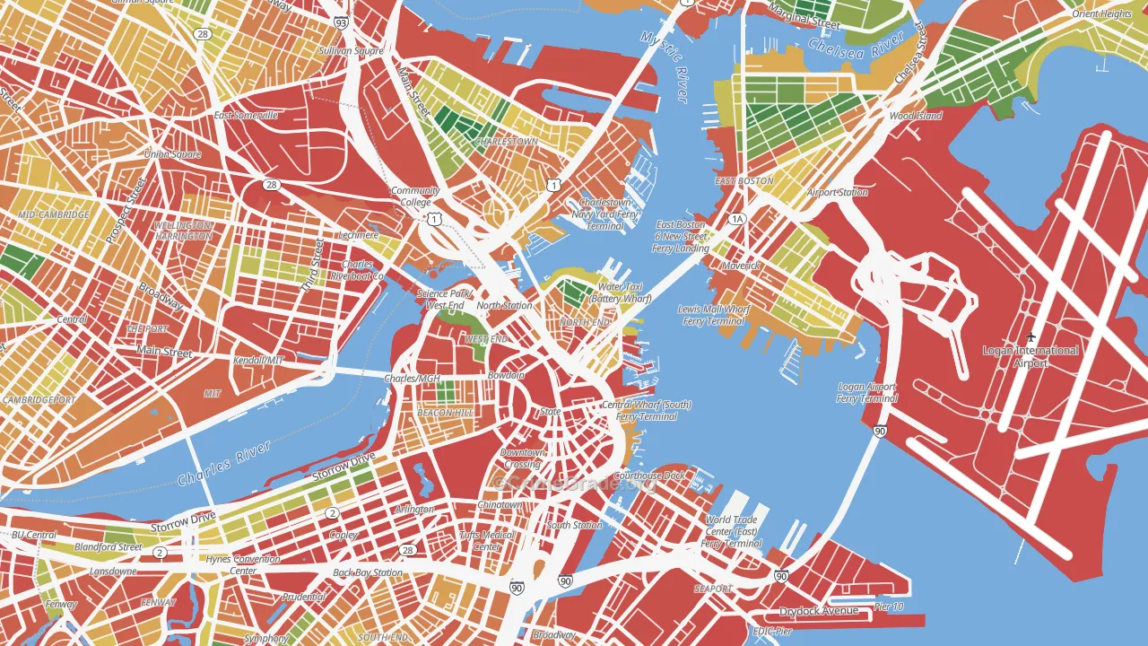 Dock Square, Boston, MA Map of Theft Rates