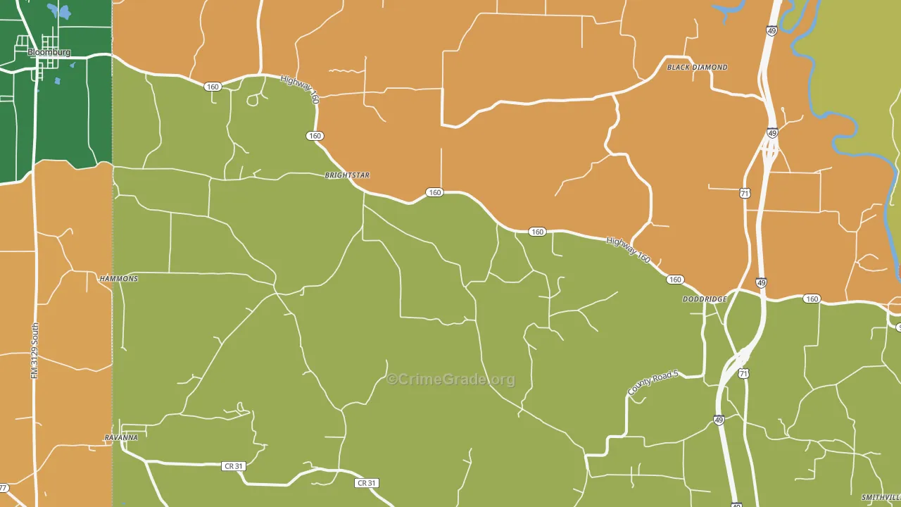 Doddridge, AR Map of Theft Rates