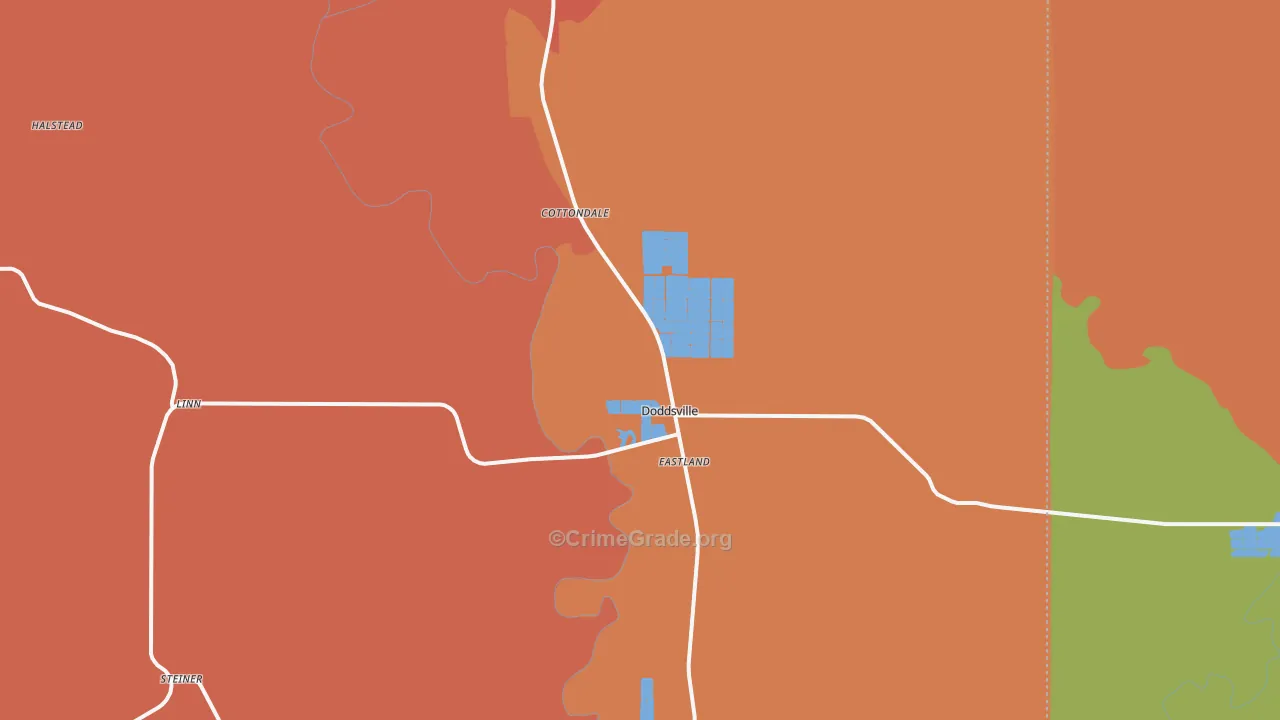 Doddsville, MS Map of Theft Rates