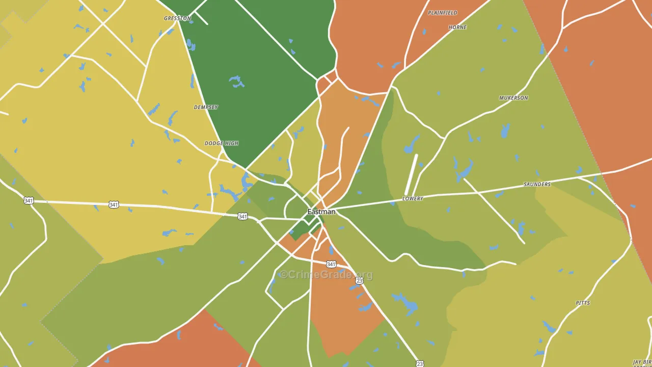 Dodge County, GA Map of Theft Rates