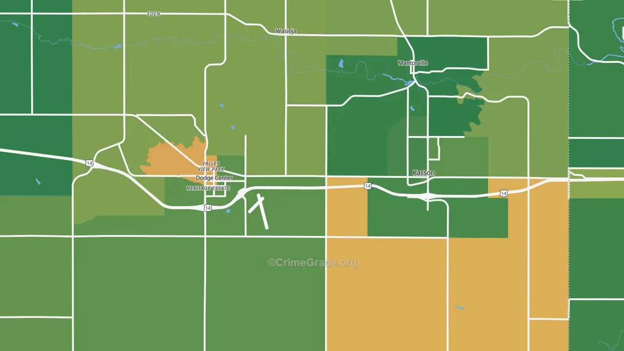Dodge County, MN Map of Theft Rates