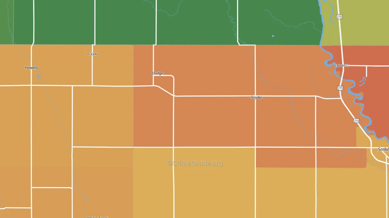 Dodge, NE Map of Theft Rates
