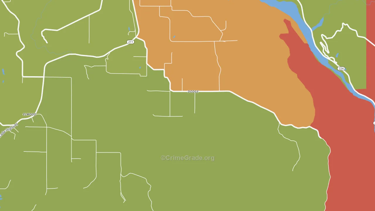 Dodge, OR Map of Theft Rates