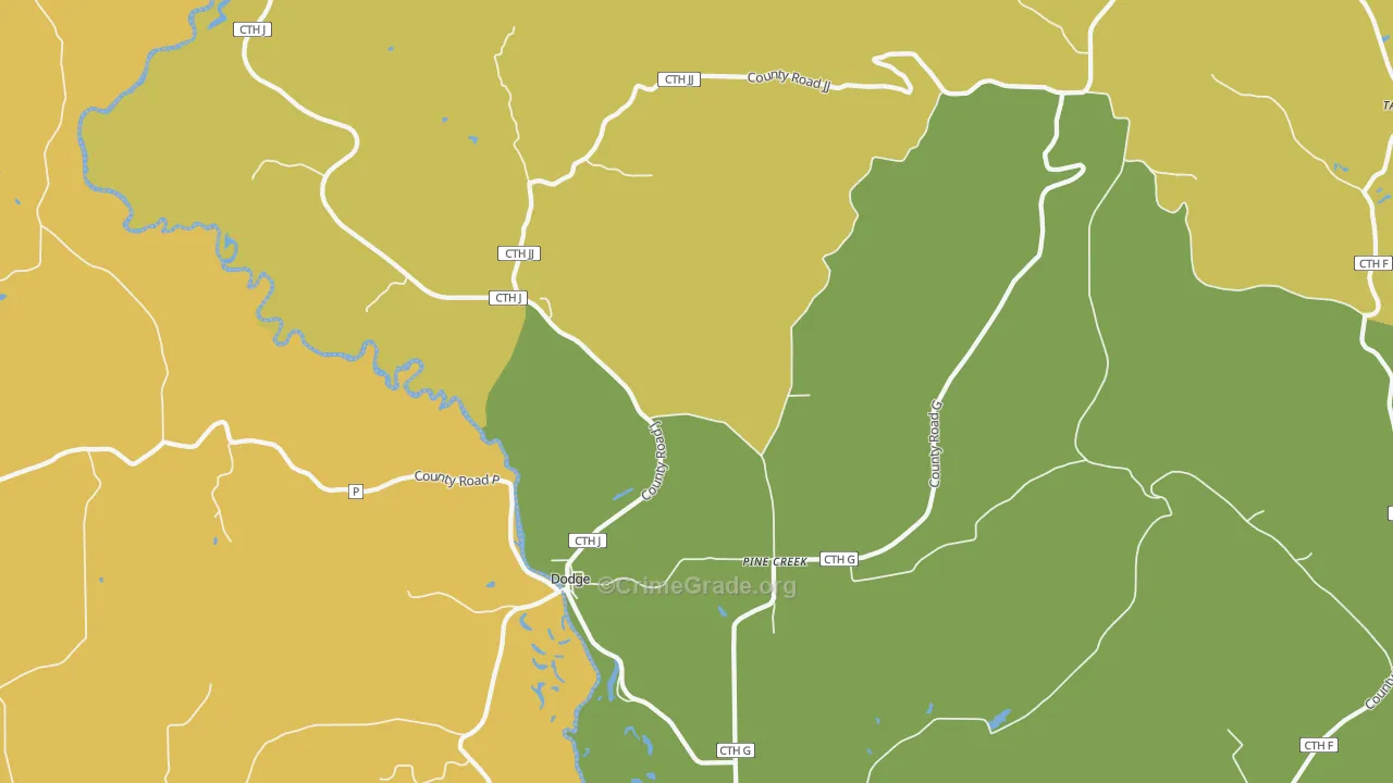 Dodge, WI Map of Theft Rates