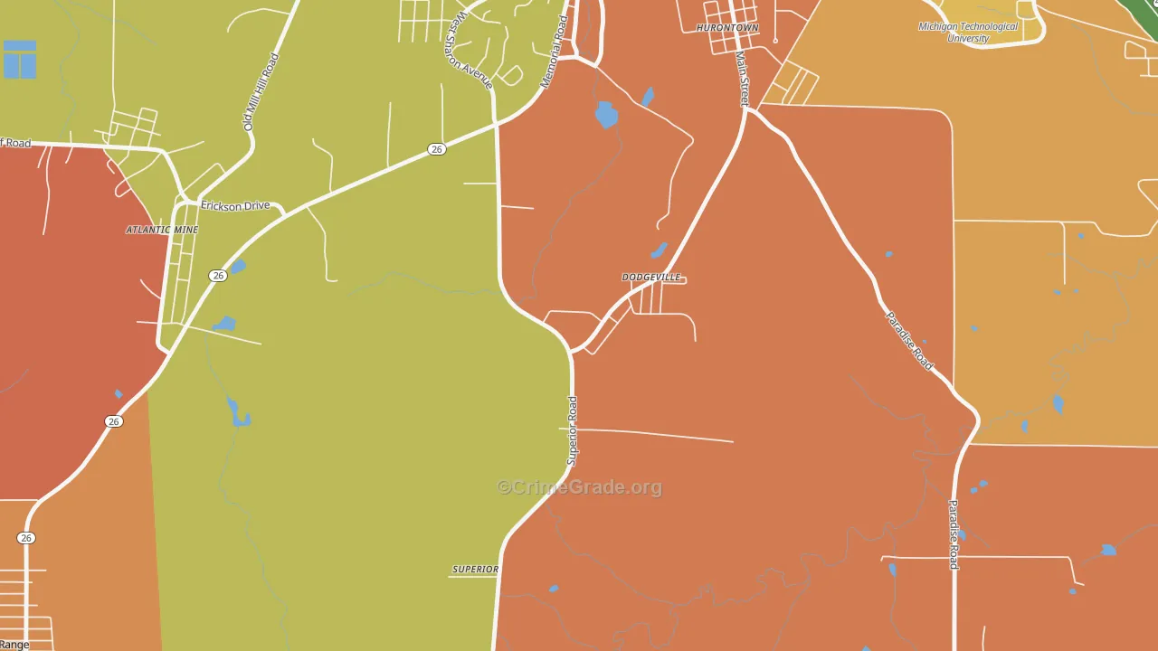Dodgeville, MI Map of Theft Rates
