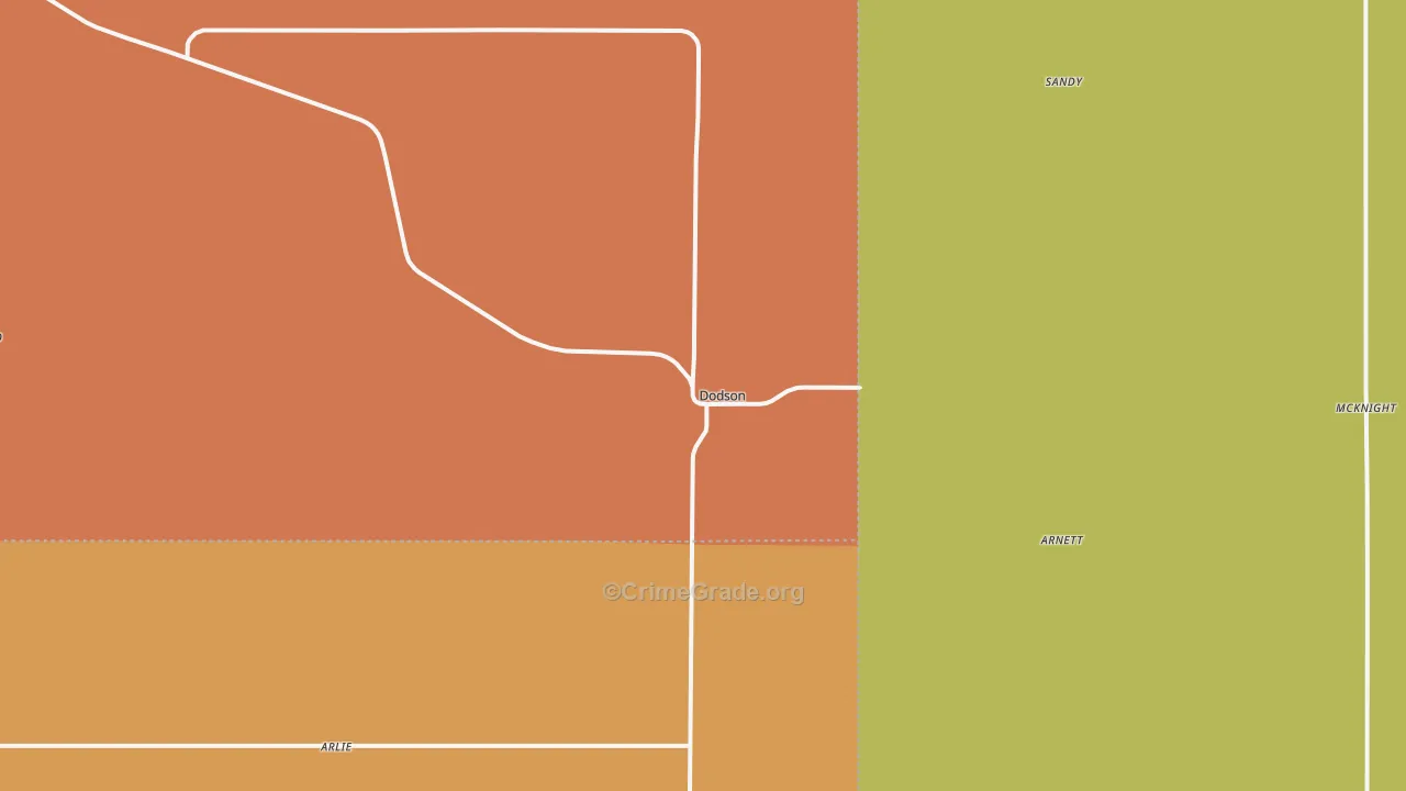 Dodson, TX Map of Theft Rates