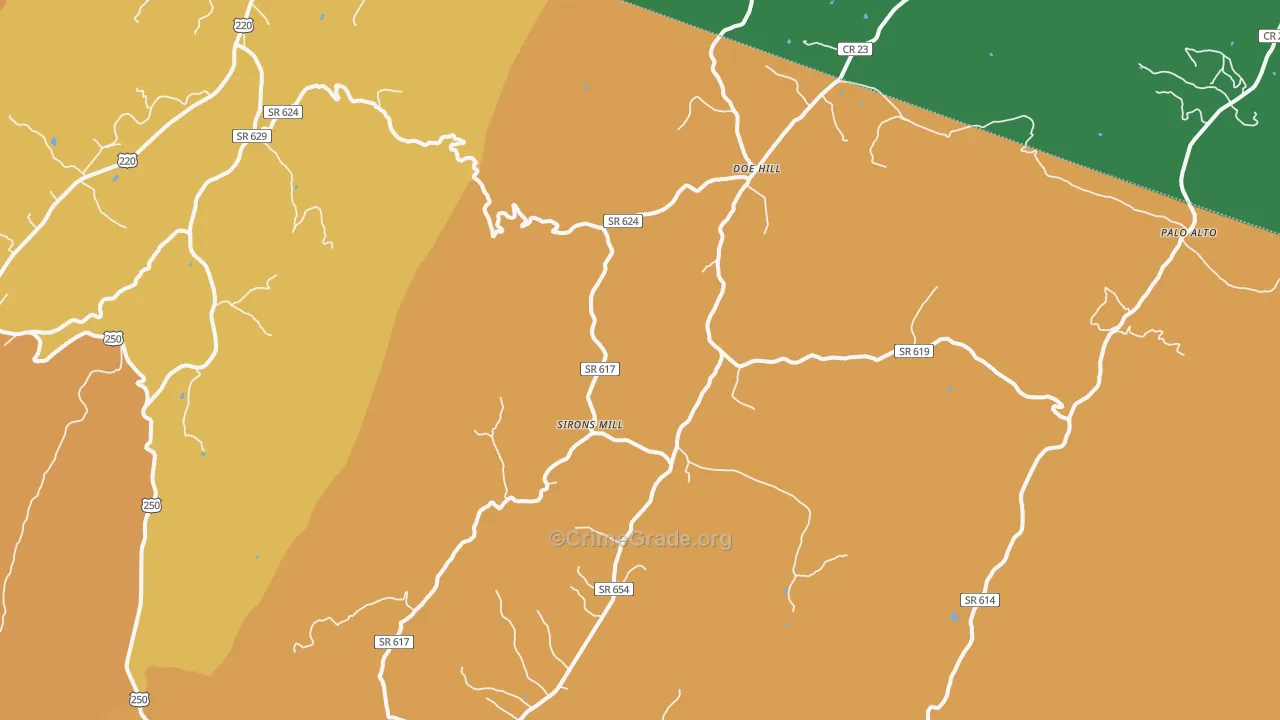 Doe Hill, VA Map of Theft Rates